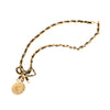 Chanel Leather and Gold Plated Medallion Bow Pendant Necklace Secondhand