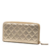 Chanel Quilted Metallic Lambskin Zip Around Long Wallet Secondhand