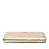 Chanel Quilted Metallic Lambskin Zip Around Long Wallet Secondhand