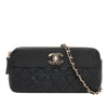 Chanel CC Quilted Lambskin Double Zip Clutch With Chain Secondhand