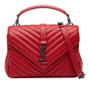 Saint Laurent Medium Quilted Chevron Sheepskin College Satchel Secondhand