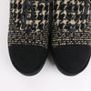 CHANEL Coco Tweed Felt Mark Leather x Fabric Boots G31378 in Black x Beige, Size 37 EU Secondhand