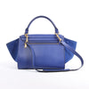 CELINE Trapeze Leather x Suede 2Way Handbag in Blue Secondhand