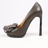 Lanvin Paris Platform Leather Jewel Embellished Heels in  Gray Size 37.5 Secondhand