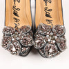 Lanvin Paris Platform Leather Jewel Embellished Heels in  Gray Size 37.5 Secondhand