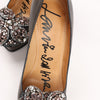 Lanvin Paris Platform Leather Jewel Embellished Heels in Gray Size 37.5 Secondhand