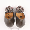 Lanvin Paris Platform Leather Jewel Embellished Heels in  Gray Size 37.5 Secondhand