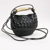 Bottega Veneta Intrecciato Sardines Leather Shoulder Bag in Black Secondhand