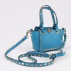 Valentino Garavani Rockstud Mini Leather 2Way Handbag in Blue Secondhand