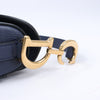 Dior Saddle Mini Bag Leather Handbag in Navy Blue Secondhand
