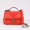 FENDI Double Micro Baguette Leather Chain Shoulder Bag in Red 8M0371 Secondhand