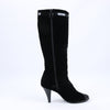Chanel Coco Mark Velour Long Boots in Black, Size 37.5 EU Secondhand