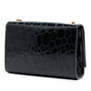 Saint Laurent Small Croc Embossed Patent Monogram Kate Crossbody Secondhand