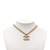 Chanel CC Gold Plated Textured Pendant Double Chain Necklace Secondhand