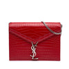 Saint Laurent Croc Embossed Leather Monogram Cassandra Clasp Bag Secondhand