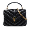 Saint Laurent Medium Calfskin and Suede Chevron Monogram College Satchel Secondhand