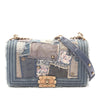 Chanel Old Medium Patchwork Denim Boy Flap Secondhand