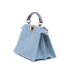 Secondhand Fendi Petite Embroidered Denim Peekaboo ISeeU Satchel