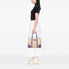 Prada Studded Leather Trimmed Canvas Front Pocket Tote Secondhand