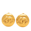 Chanel CC Gold Plated Round Clip On Earrings Secondhand