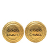 Chanel Gold Plated Logo Button Clip On Earrings Secondhand