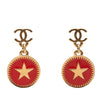 Chanel CC Gold Plated Enamel Star Dangling Push Back Earrings Secondhand