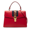 Gucci Medium Leather Web Sylvie Top Handle Bag Secondhand