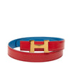 Hermès Box Calf and Courchevel Constance H Reversible Belt Secondhand