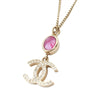Chanel CC Gold Plated Rhinestone Pendant Necklace Secondhand