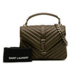 Saint Laurent Medium Quilted Chevron Sheepskin College Satchel Secondhand