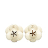 Chanel CC Gold Plated Enamel Camellia Clip On Earrings Secondhand