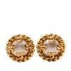 Chanel CC Gold Plated Faux Pearl Clip On Earrings Secondhand