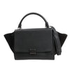 CELINE Trapeze Leather x Suede 2Way Handbag in Black Secondhand