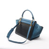 CELINE Trapeze Leather x Suede 2Way Handbag in Blue x Black Secondhand