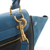 CELINE Trapeze Leather x Suede 2Way Handbag in Blue x Black Secondhand