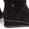 Secondhand Chanel Coco Mark Chain 15B Suede Long Boots in Black G31295, Size 36 EU