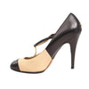 Chanel Coco Mark Leather Heels Beige x Black G26228, Size 40 EU Secondhand