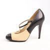 Chanel Coco Mark Leather Heels Beige x Black G26228, Size 40 EU Secondhand