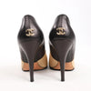 Chanel Coco Mark Leather Heels Beige x Black G26228, Size 40 EU Secondhand