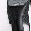 Chanel Coco Mark Leather x Glitter Heels in Black G37586, Size EU 37 C Secondhand