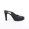 Chanel Coco Mark Leather x Glitter Heels in Black G37586, Size EU 37 C Secondhand