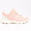 CHANEL Pink Canvas And White Leather CC Lace Up Sneakers, Size 38.5 EU Secondhand