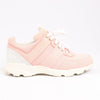 CHANEL Pink Canvas And White Leather CC Lace Up Sneakers, Size 38.5 EU Secondhand
