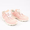 CHANEL Pink Canvas And White Leather CC Lace Up Sneakers, Size 38.5 EU Secondhand