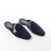 Chanel Star Rhinestone Suede x Fabric Mule in Navy x Black G35835, Size 41 EU Secondhand