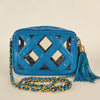 Secondhand Chanel Camera shoulder bag blue leather and PVC - '10s