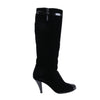 Chanel Coco Mark Velour Long Boots in Black, Size 37.5 EU Secondhand