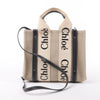 Chloé Woody Small Canvas & Leather 2Way Handbag in Beige x Black Secondhand