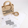 Dior Lady D-Lite Raffia Woven Cannage Embroidered Medium 2Way Handbag in Beige Secondhand