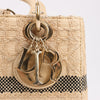 Dior Lady D-Lite Raffia Woven Cannage Embroidered Medium 2Way Handbag in Beige Secondhand